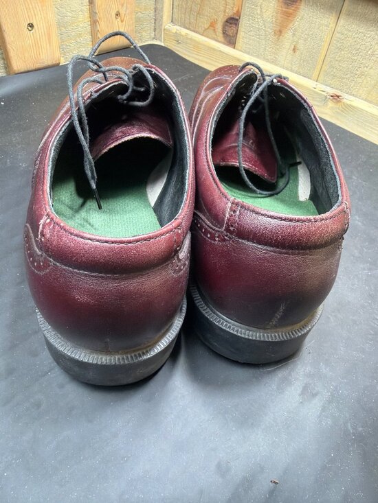 Wolverine DuraShocks Mens 11 EW Burgundy Wingtip Oxford Safety Toe Shoes EU44!!!